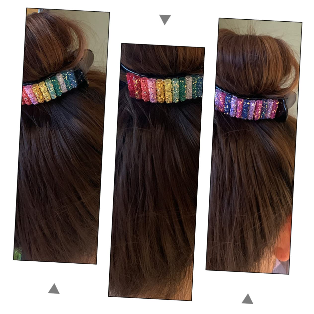 LALAFINA Rainbow Hair Claw Clips 2 Pack - Non-Slip Interlocking Teeth Hair Clips for Women, Hair Accessories for Updos, Ponytails & Bun Hairstyles - Perfect for Parties, Weddings & Everyday Use