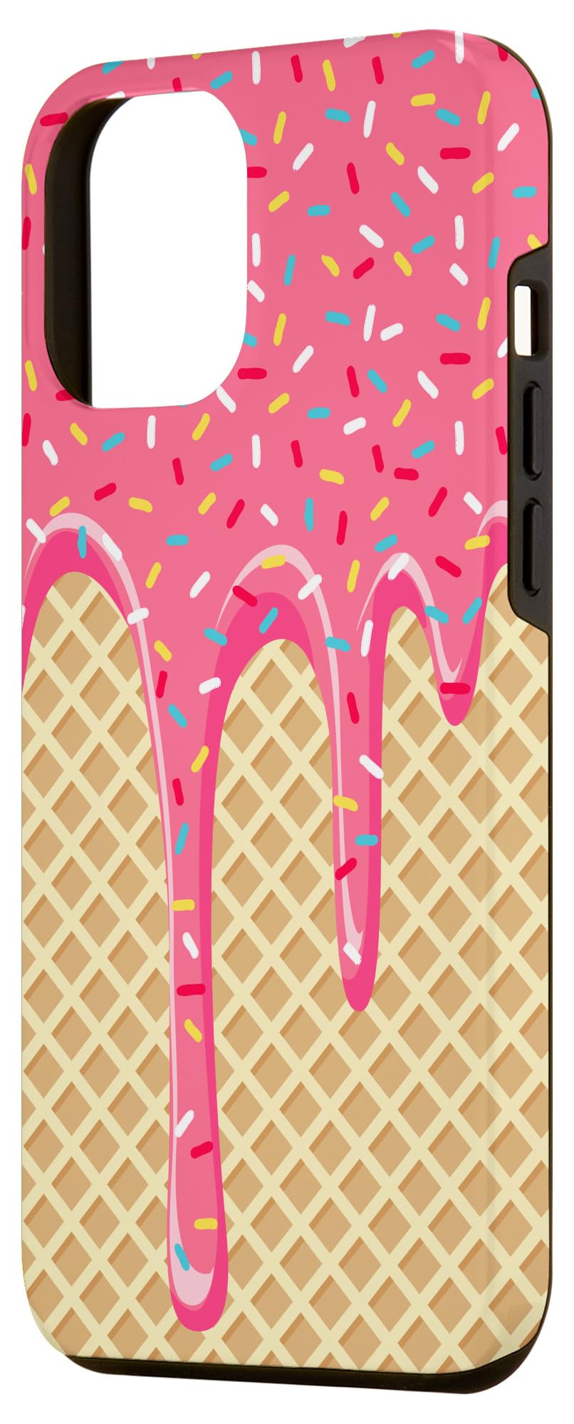 **iPhone 12 Pro Max Case - Strawberry Ice Cream Sprinkles & Waffle Cone Design | Cute Protective Cover for Women & Girls | Perfect for Summer, Beach & Ice Cream Lovers**