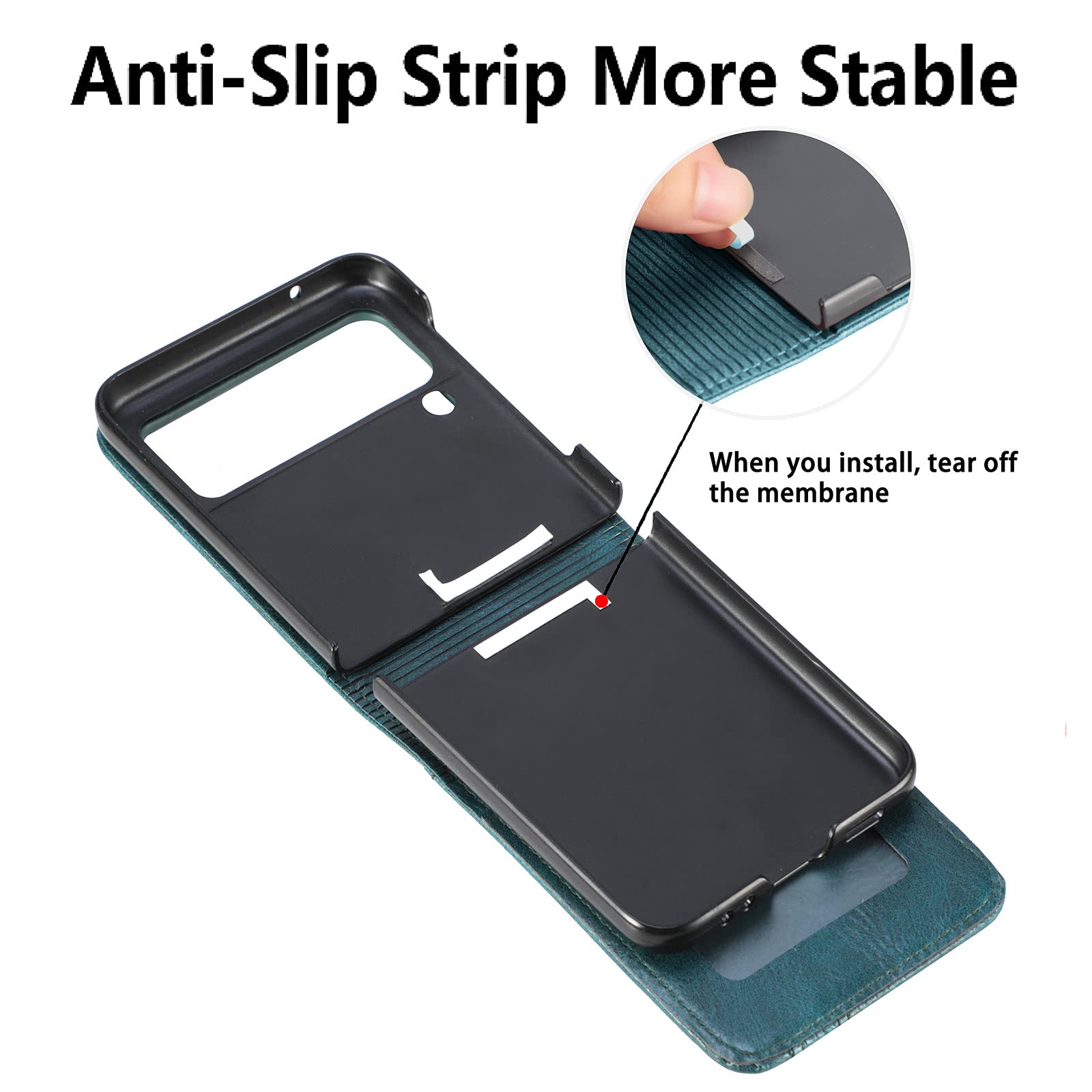 Premium Leather Wallet Case for Samsung Galaxy Z Flip 3 5G (2021) - Slim Protective Cover with Card Holder & RFID Protection (Blue) - Perfect for Travel, Business & Everyday Use