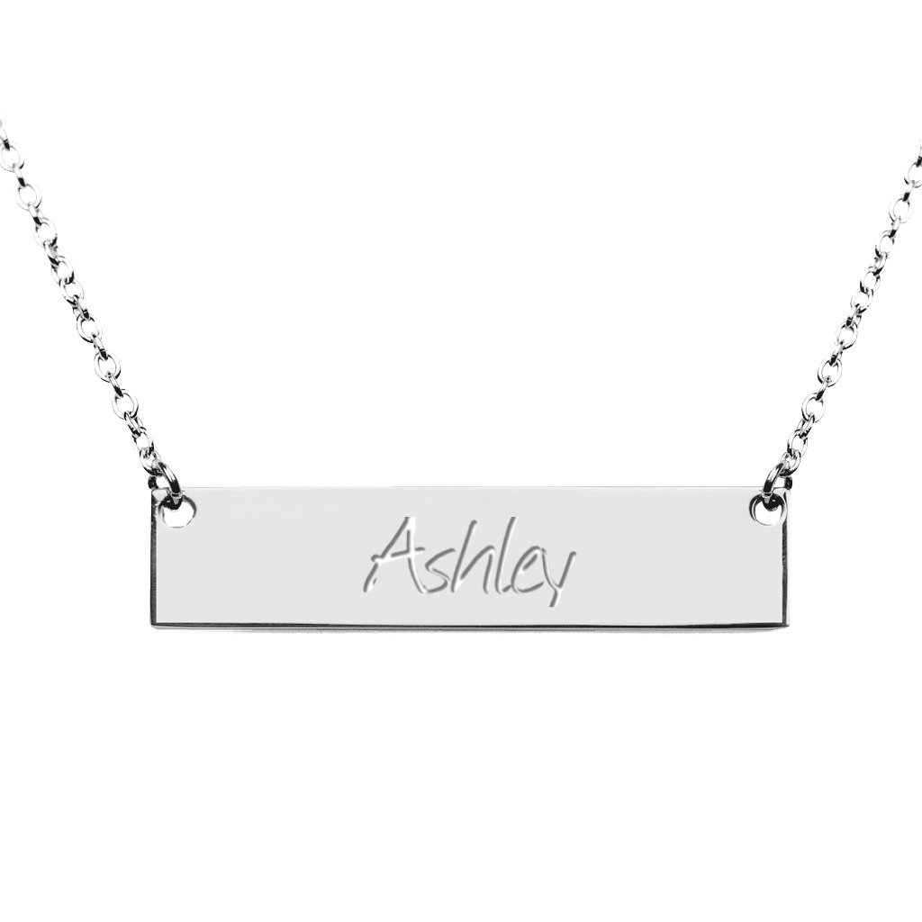 14K Gold Classic Wide Name Bar Pendant Necklace for Women - Personalized Custom Nameplate Jewelry by JEWLR | Perfect for Birthdays, Anniversaries & Gifts