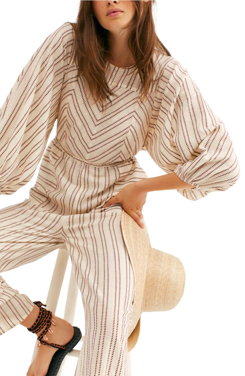 Free People Kenny One-Piece Jumpsuit for Women - Ivory Romper (Size M) | Boho Chic Summer Outfit for Beach, Music Festivals & Casual Wear