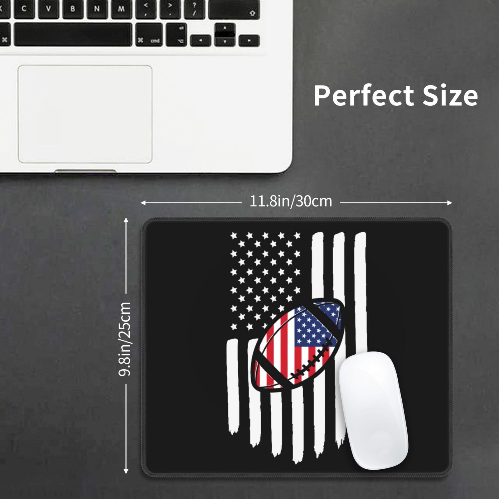 SIYTUAU USA Flag American Football Mouse Pad - Waterproof, Non-Slip Rubber Gaming Mousepad (10x12 inches) for Office, Laptop & PC - Perfect for Sports Fans & Gamers