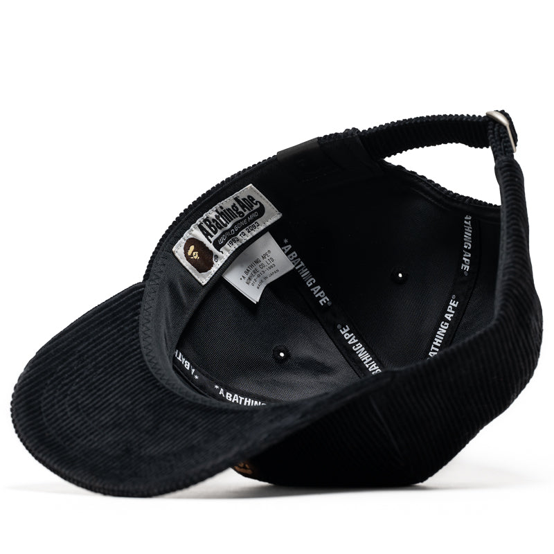 BAPE Ape Head Corduroy Strapback Hat - Black | Streetwear Fashion Accessory for Men & Women | Perfect for Urban Outfits & Casual Wear