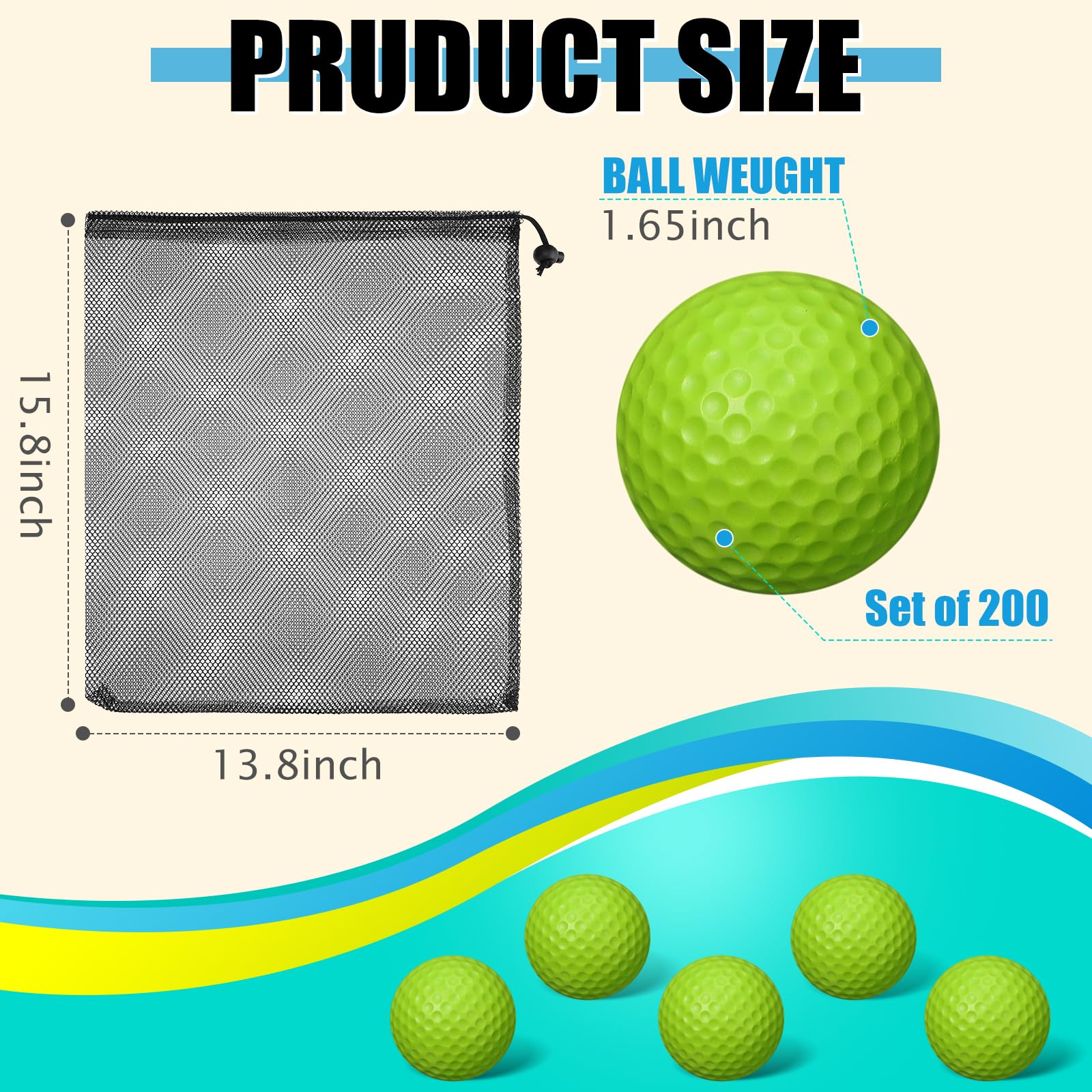 200 Pcs Foam Golf Practice Balls - Bulk Limited Flight Training Balls with Realistic Feel for Indoor & Outdoor Swing Practice - Perfect for Backyard, Driving Range & Golf Course Training