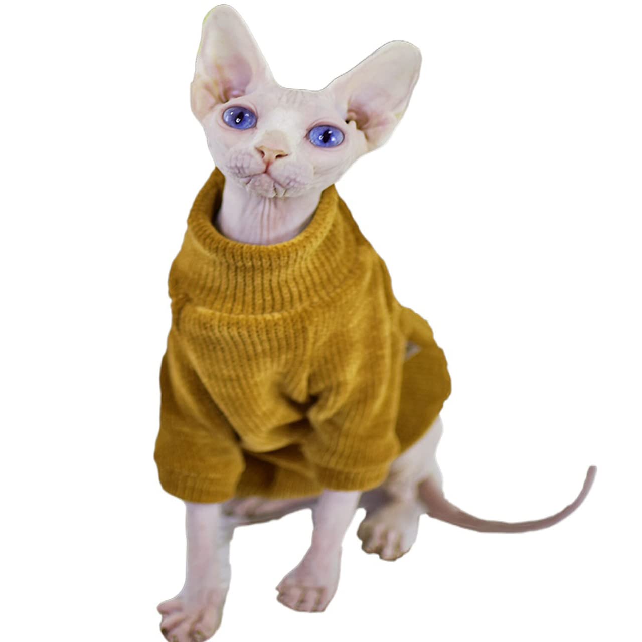 DUOMASUMI Elegant Warm Sphynx Cat Sweater - Cozy Winter Apparel for Hairless Cats (Sphynx, Cornish Rex, Devon Rex, Peterbald, Abbey) - Perfect for Indoor Comfort & Stylish Pet Fashion