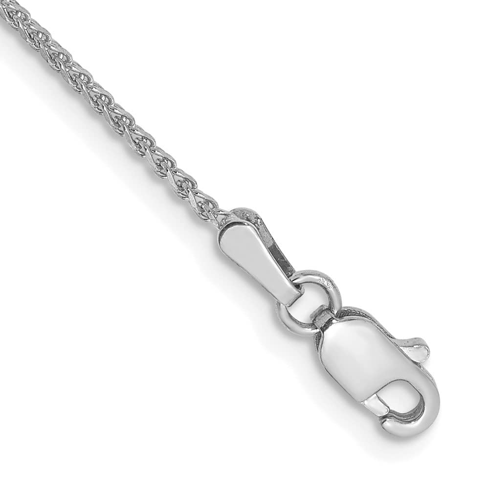 14K White Gold 1.2mm Solid Spiga Chain Anklet for Men & Women - Diamond2Deal | Elegant Ankle Bracelet for Everyday Wear, Special Occasions & Gifts