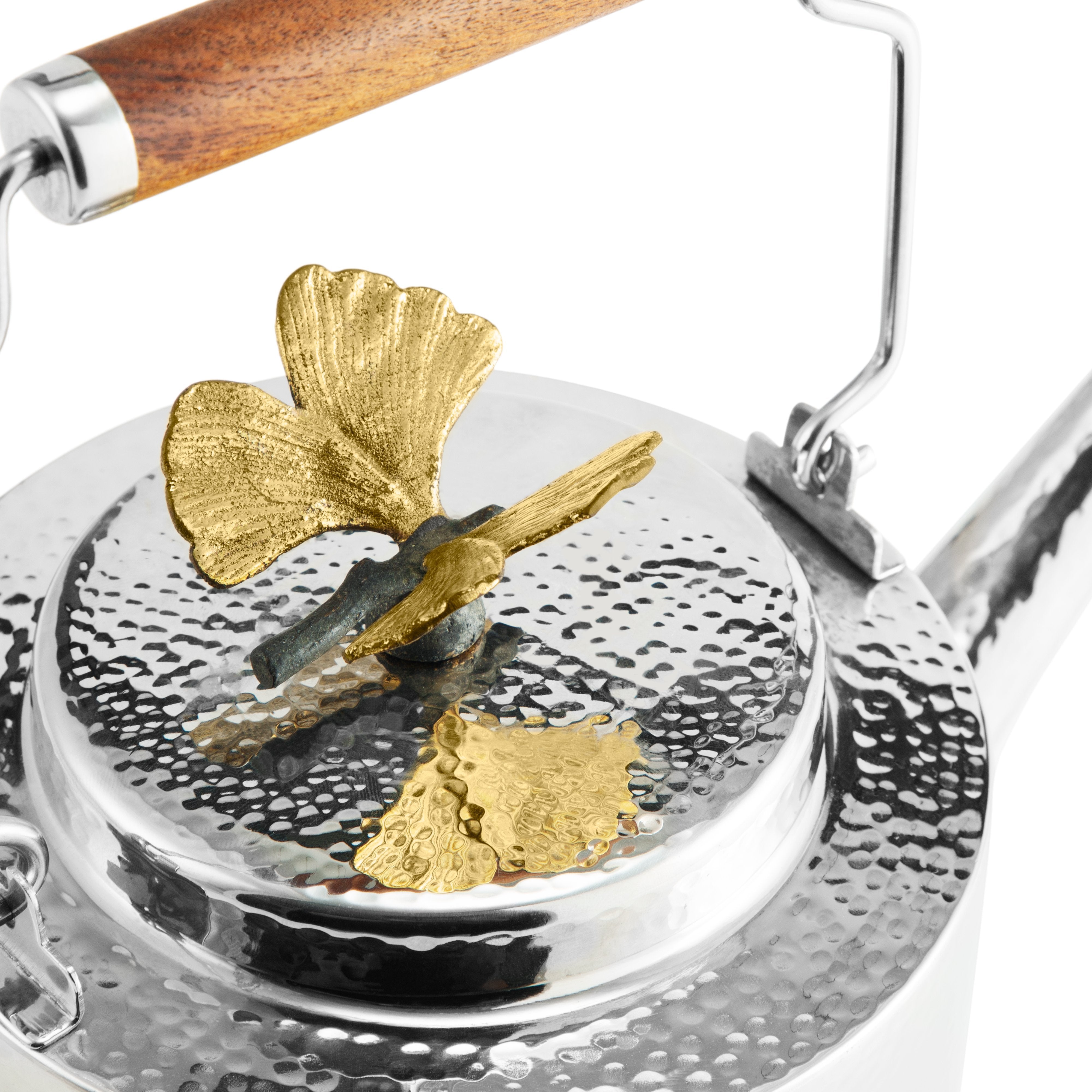 Butterfly Ginkgo Tea Kettle - Elegant Stainless Steel Stovetop Teapot for Home & Office Use - Perfect for Brewing Herbal Tea, Coffee & Hot Water