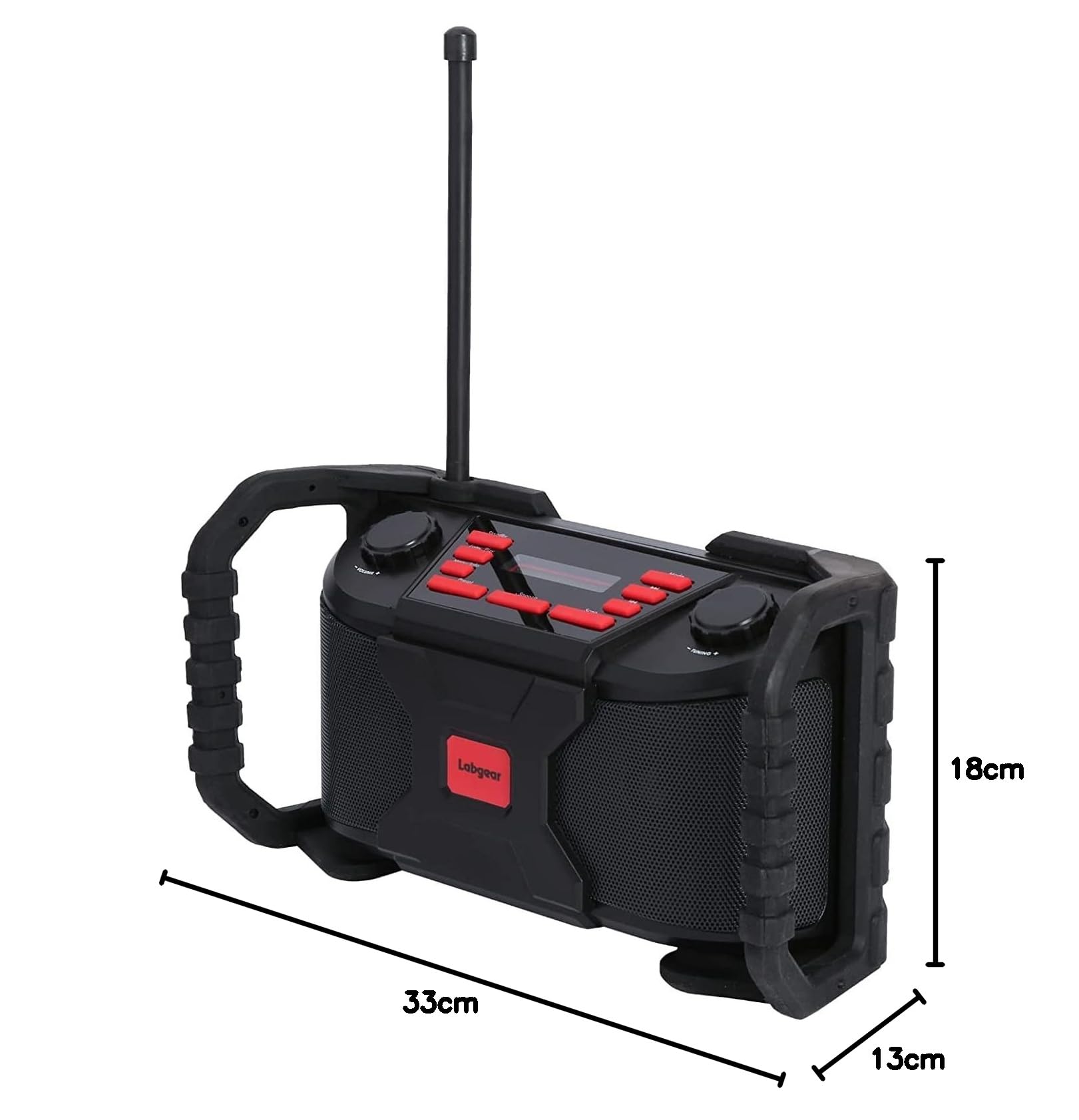Labgear Rugged Water-Resistant Bluetooth Speaker with DAB/DAB+ & FM Radio | Portable Digital Radio with Stereo Sound, Large LED Display & USB Charging | Perfect for Construction Sites, Camping & Outdoor Adventures