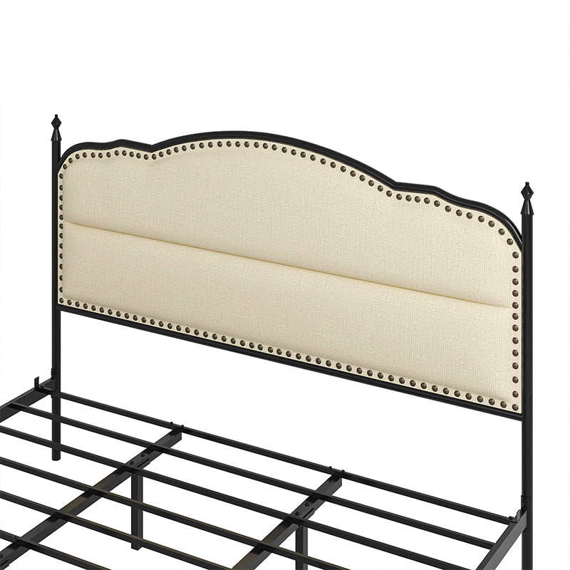 Ernesto 61 Industrial King & Queen Size Platform Bed Frame - Modern Metal & Wood Design for Bedroom, Guest Room, Loft or Studio Apartment