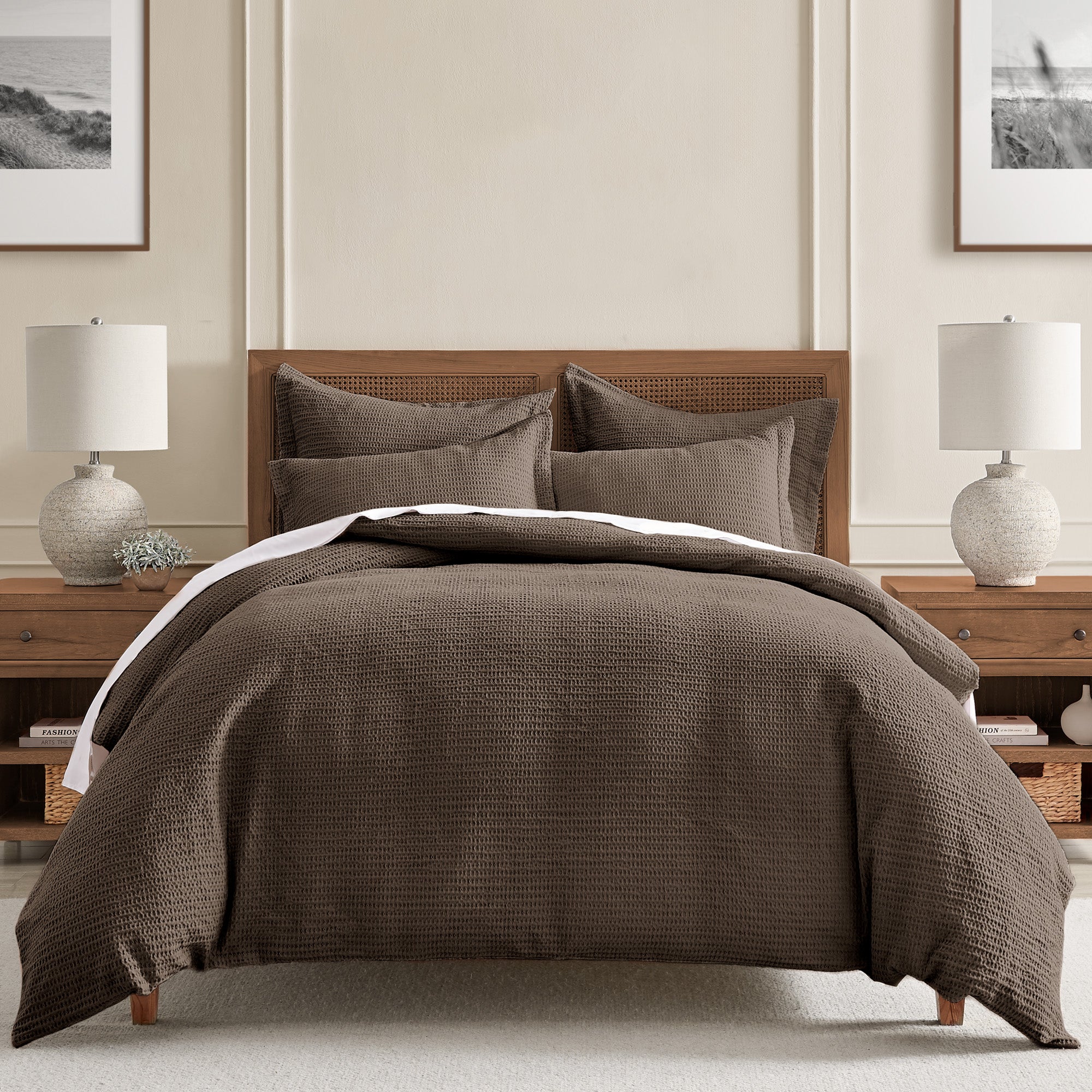 Premium Cloud Waffle Duvet Cover Set - Soft & Breathable Bedding - Queen/King Size - Luxury Textured Bedding for Cozy Sleep & Hotel-Style Comfort
