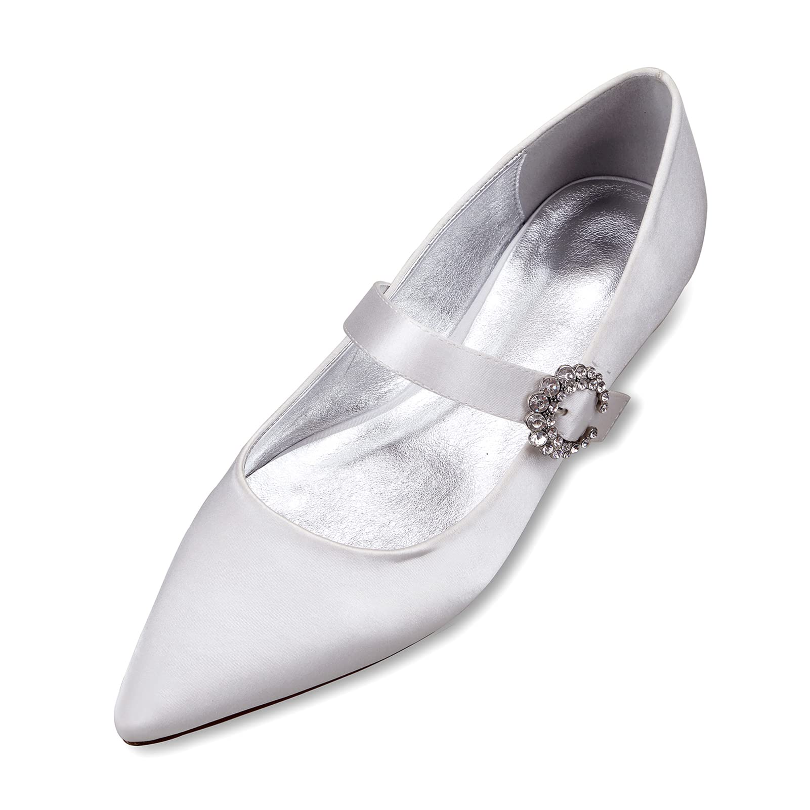 KSTORE Women's Satin Pointed Toe Low Heel Wedding Shoes - Comfortable Bridal Shoes for Bride & Bridesmaids, Perfect for Weddings, Parties & Special Occasions