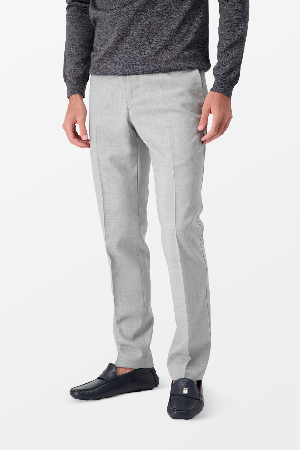 Incotex Light Grey Classic Men's Dress Pants - Slim Fit Comfortable Office & Business Casual Trousers for Work & Formal Occasions