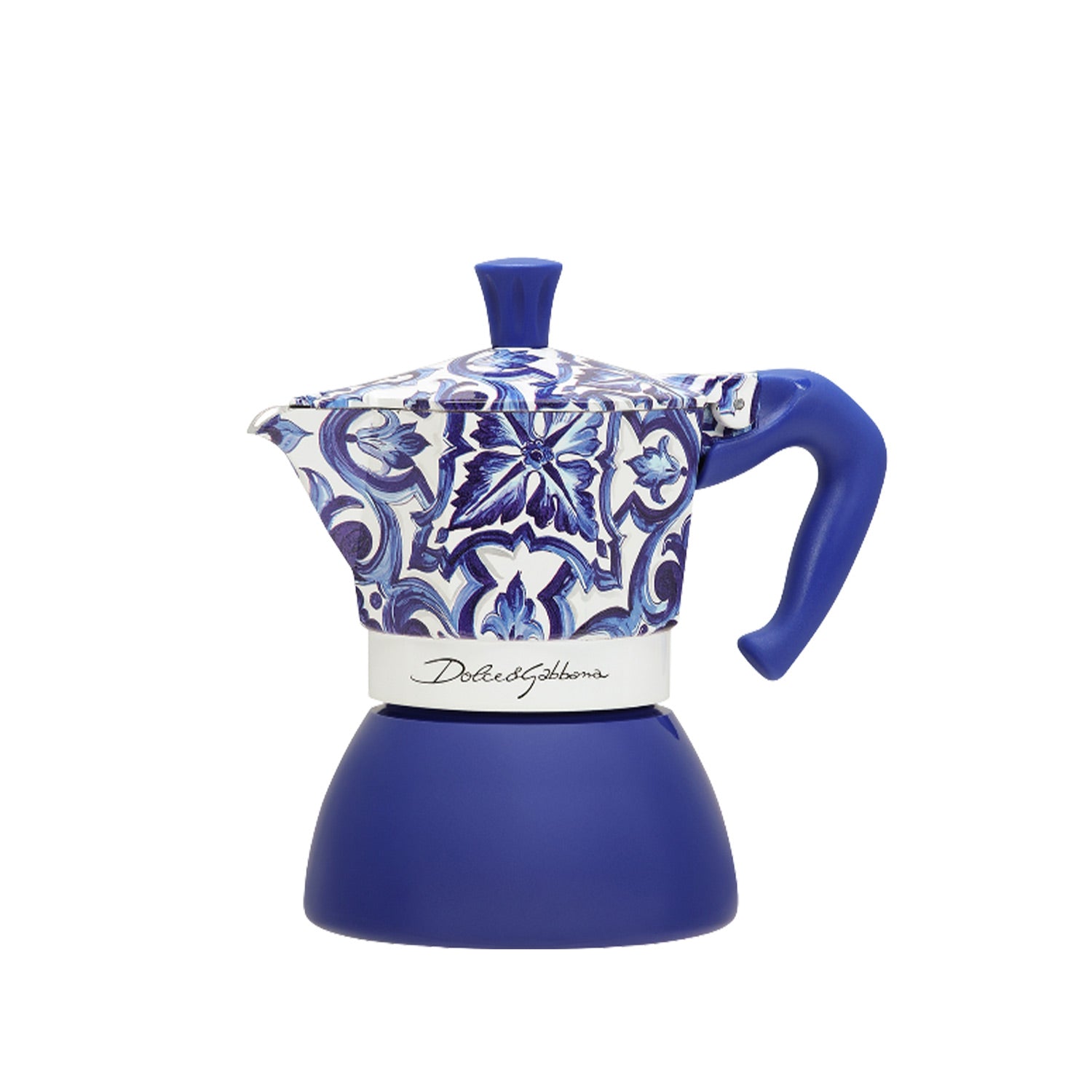 Bialetti Dolce&Gabbana Moka Induction 4 Cup Stovetop Espresso Coffee Maker in Mediterranean Blue - Perfect for Home, Office & Italian Style Coffee Brewing