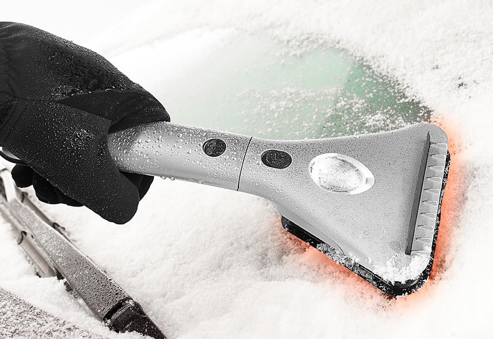 Sharper Image Heated Ice Scraper for Car Windshield - Winter Snow Removal Tool with Defrosting Function | Perfect for Cold Weather, Frosty Mornings & Icy Car Windows