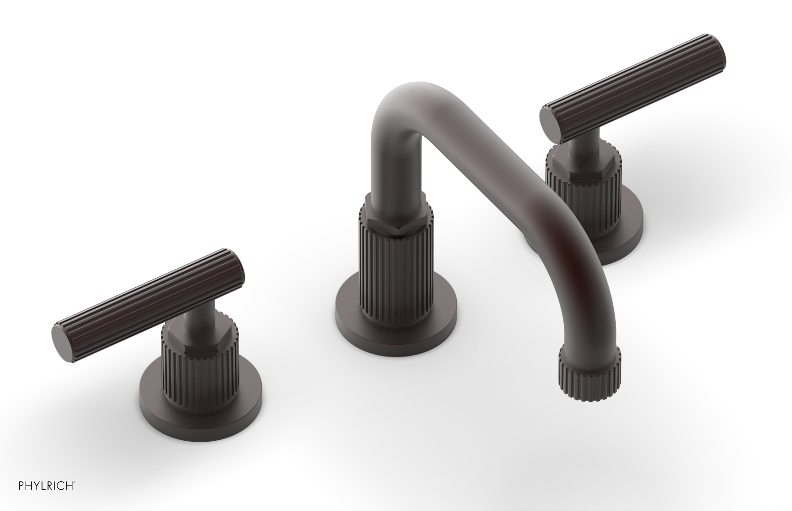 DUSTRIE Widespread Bathroom Faucet with Lever Handle - Grooved Design 370 04 - Perfect for Modern Vanities & Powder Rooms
