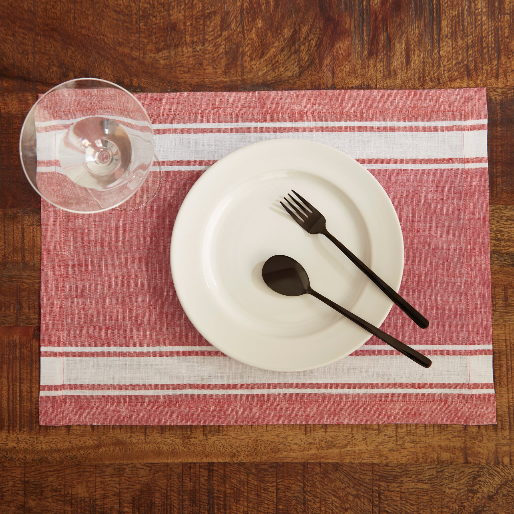 Farmhouse Stripe Placemats Set of 4 - Rustic Cotton Table Mats for Dining Room Decor, Kitchen Table Setting & Holiday Entertaining