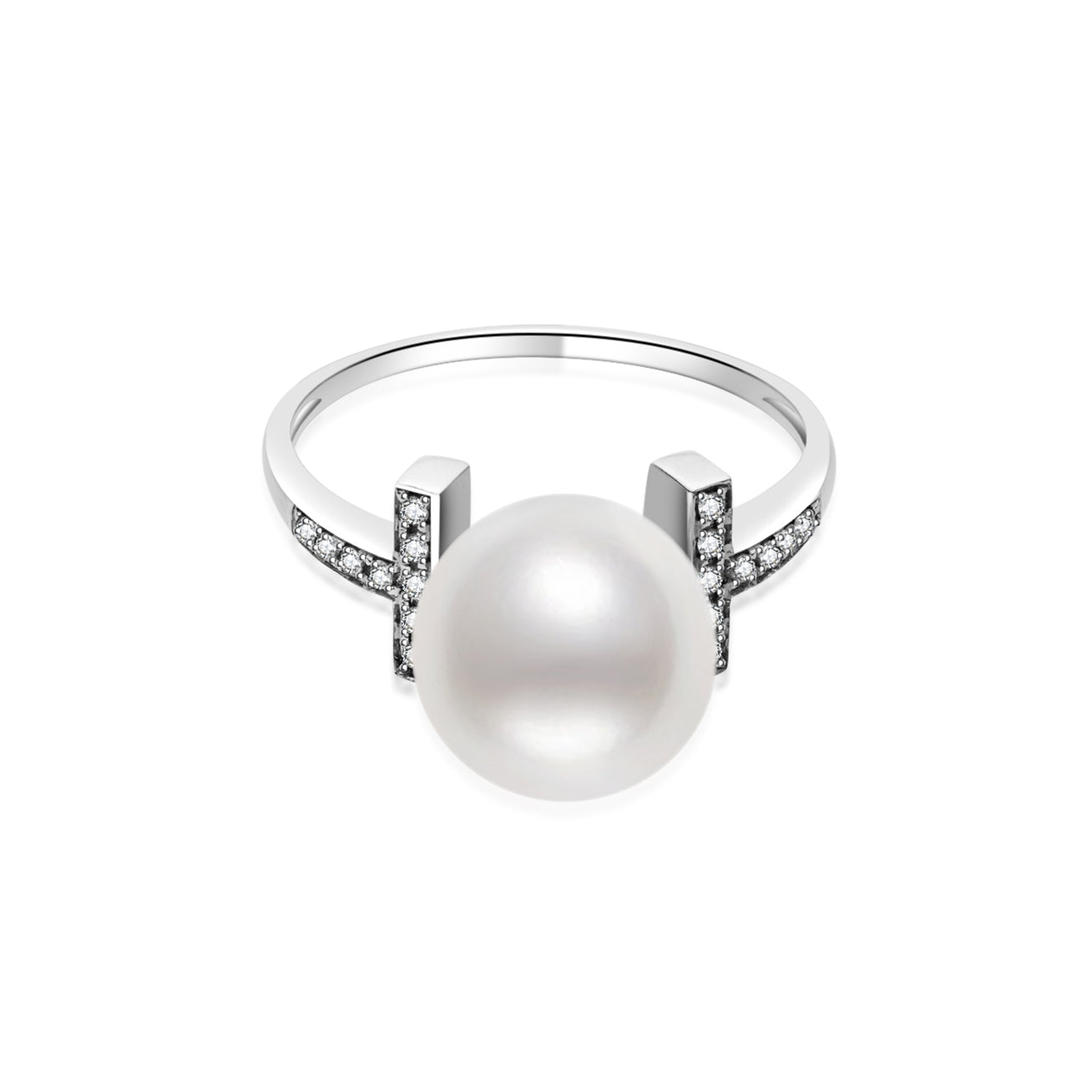 18K Solid Gold Diamond & Top Grade Freshwater Pearl Ring for Women - KR00117 | Elegant Jewelry Gift for Anniversary, Wedding, or Special Occasion