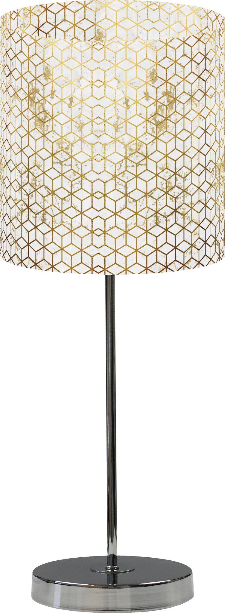 10 Inch White Marble Hexagon Table Desk Lamp with 15 Inch Chrome Stand - Modern Home Office Lighting for Study, Reading & Bedroom Decor