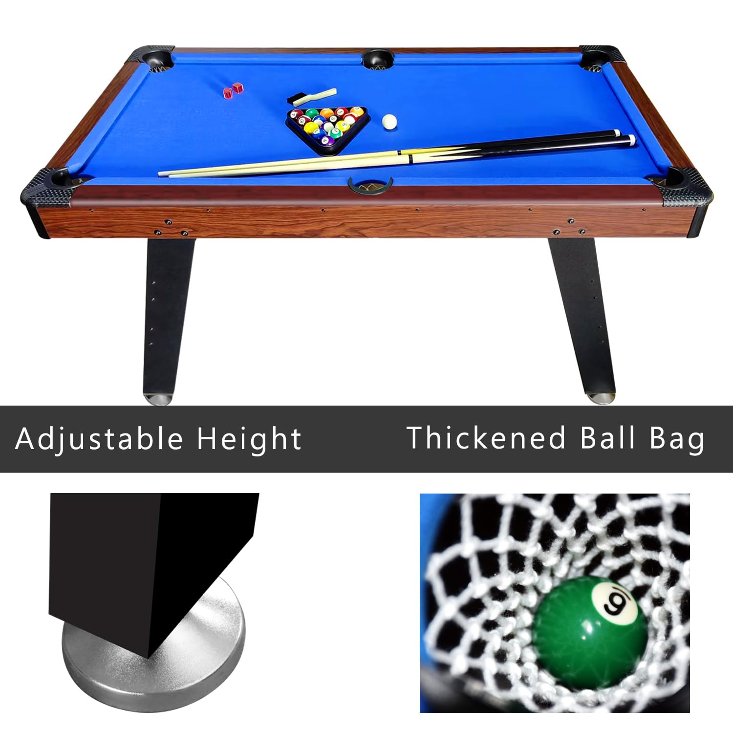 5FT Pool Table Set with All Accessories - Steady Billiards & Snooker Table for Home Game Room, Bar, or Entertainment Center | Perfect for Family Fun & Professional Practice