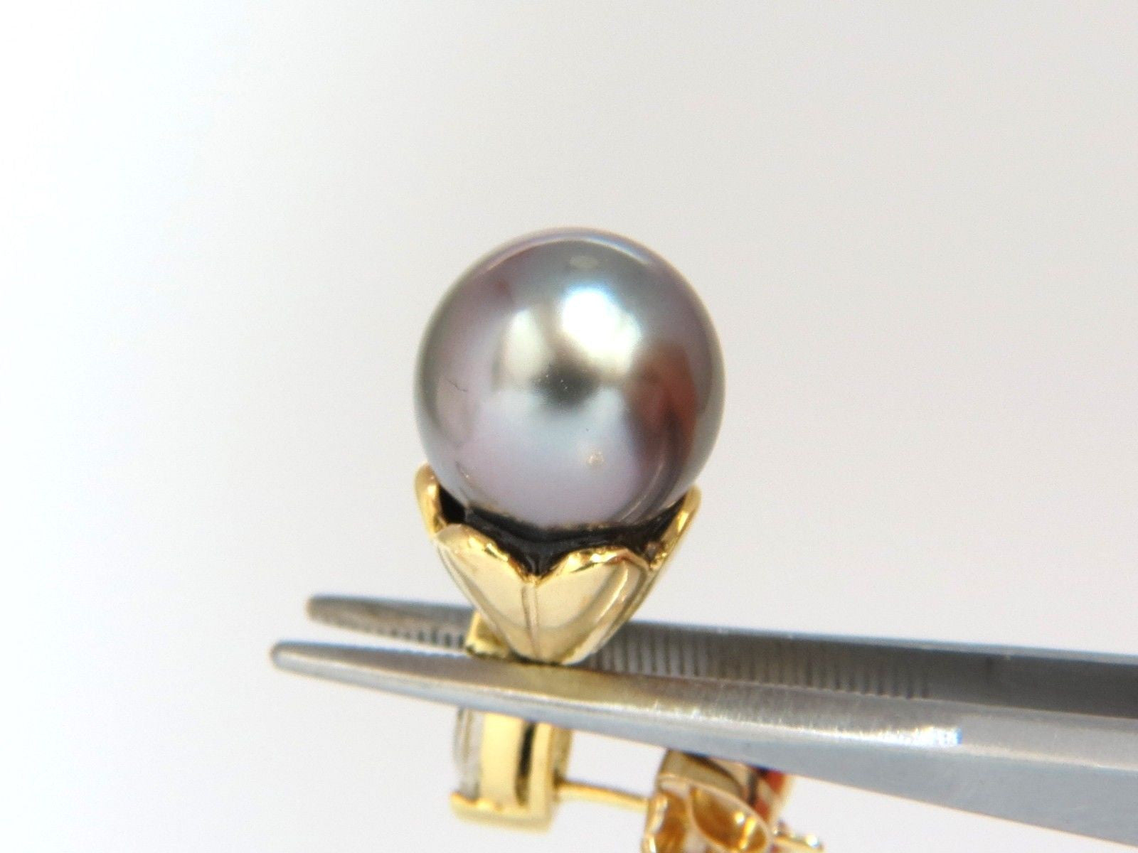 10mm Natural Tahitian Pearl & 0.80ct Diamond Drop Dangle Earrings in 14K Gold - Elegant Jewelry for Weddings, Parties & Special Occasions