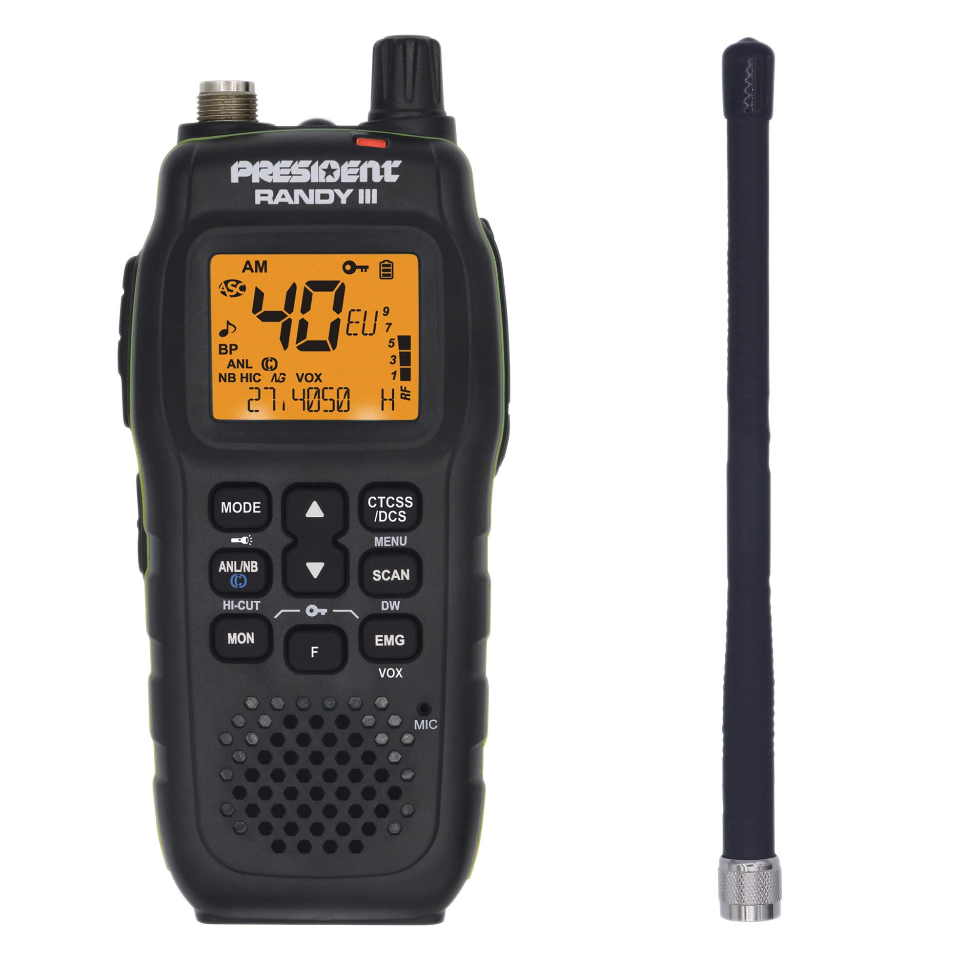 President Randy-III AM/FM Walkie Talkie CB Radio with 1800mAh Lithium Battery - Long Range Two-Way Communication for Outdoor Adventures, Camping, and Emergency Preparedness