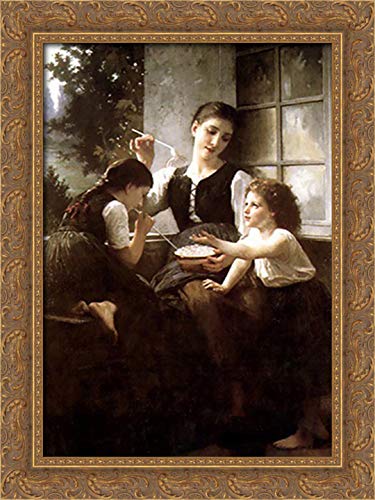 Bubbles 18x24 Gold Ornate Wood Framed Canvas Art Print by Elizabeth Jane Gardner Bouguereau - Classic Home Decor for Living Room, Bedroom & Office