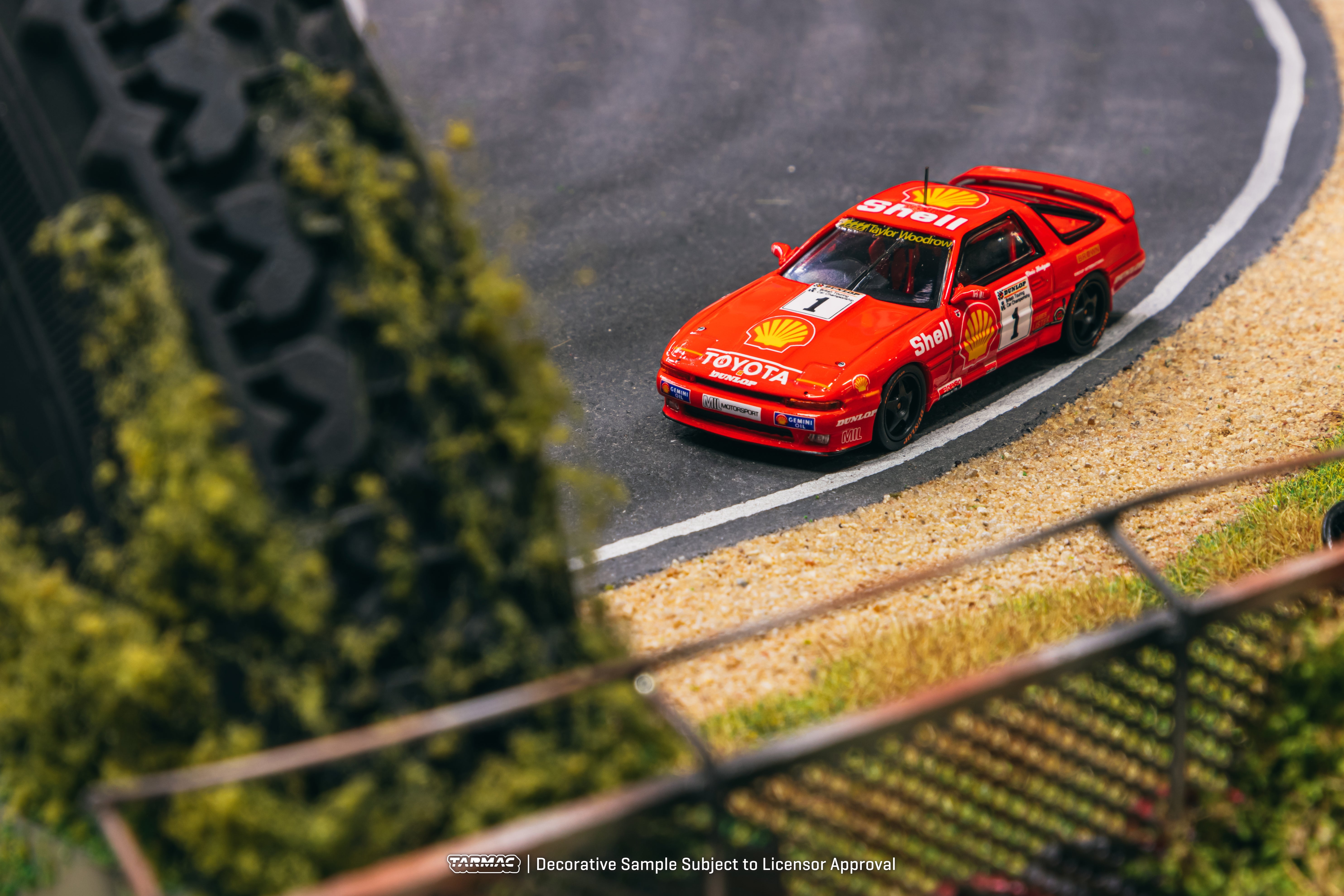 Tarmac Works 1/64 Scale Toyota Supra Turbo MA70 BTCC 1988 Chris Hodgetts #1 Diecast Model Car - Collectible Hobby64 Toy for Racing Fans & Display