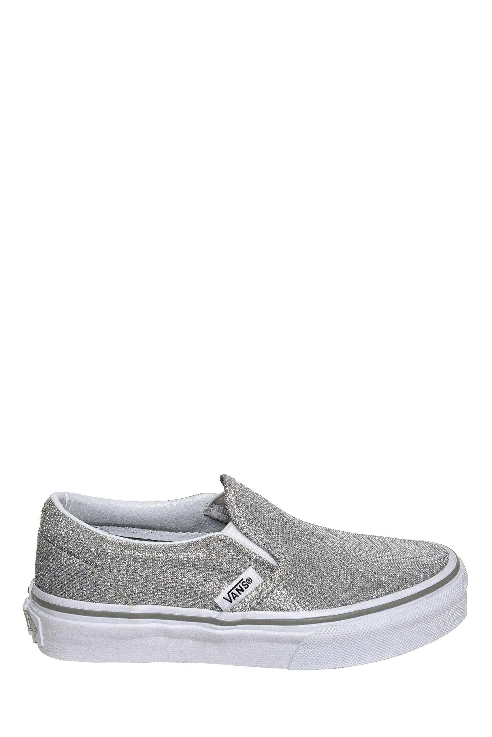 Vans Classic Slip-On Kids Shoes - Silver Shimmer (Size 10.5 M US Little Kid) | Comfortable Slip-On Sneakers for Boys & Girls | Perfect for School, Playground & Casual Wear