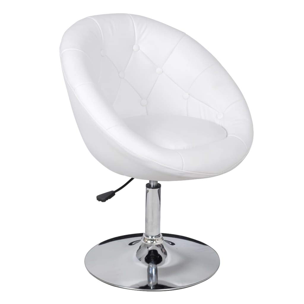 SKM White Faux Leather Bar Stools Set of 2 - Modern Kitchen Counter Height Stools for Dining Room, Bar, or Breakfast Nook (Model 5691)