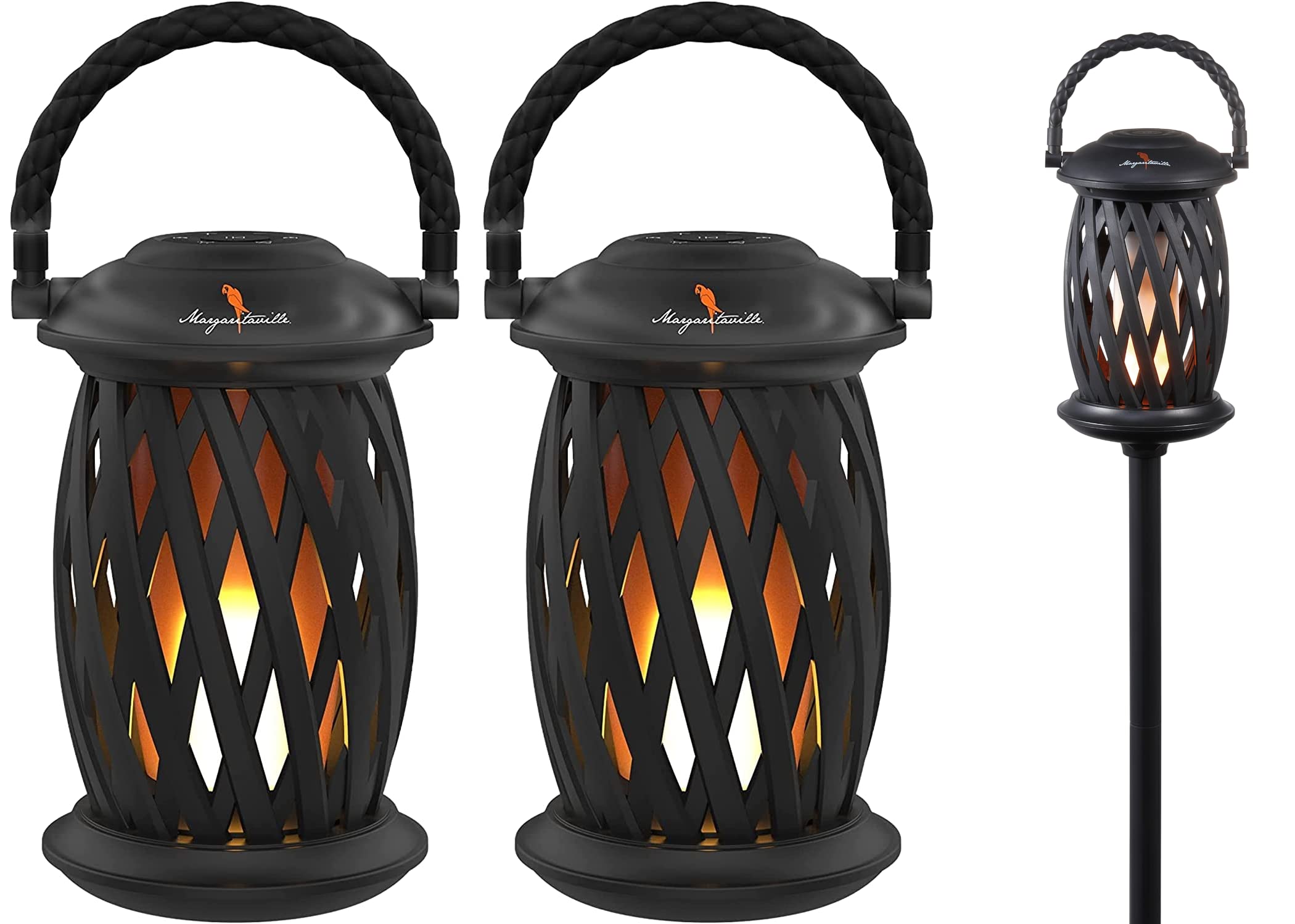 Margaritaville Tiki Torch Waterproof Bluetooth Speaker - Portable Outdoor Party Speaker with Flickering LED Lights & Long Battery Life (2 Pack) | Perfect for Beach Parties, Backyard BBQs, Poolside Gatherings & Camping Trips