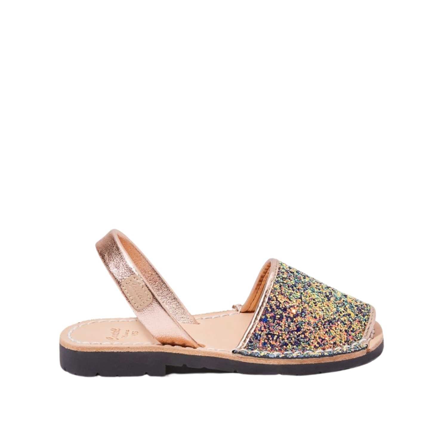 Glittery Leather Menorcan Sandals for Kids - Iker 1097R Stretchable Comfortable Beach Shoes | Perfect for Summer Vacation, Pool Parties & Outdoor Play