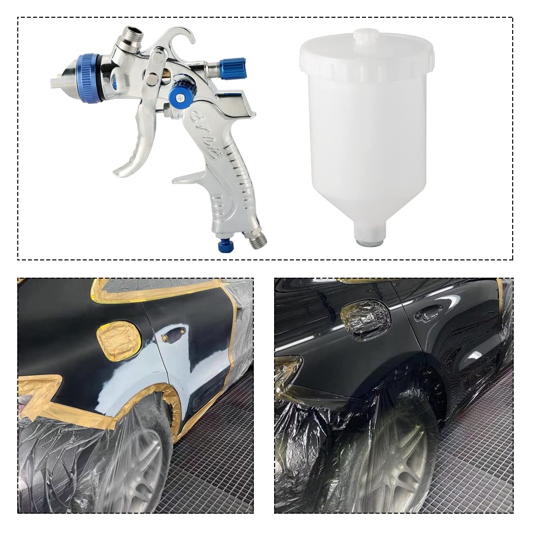 ATPEAM HVLP Gravity Feed Air Spray Gun Kit - 3 Nozzles (1.4mm/1.7mm/2mm) & 600cc Cup | Professional Paint Sprayer for Automotive, Furniture & DIY Projects | Perfect for Car Primer, Surface Painting & Topcoat Finishing