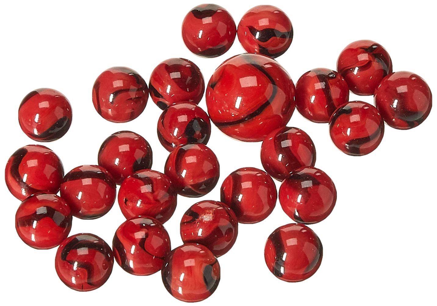 25-Piece Glass Mega Marbles Ladybug Game Net Set for Kids - Outdoor & Indoor Fun, Family Game Night, Birthday Party Activities