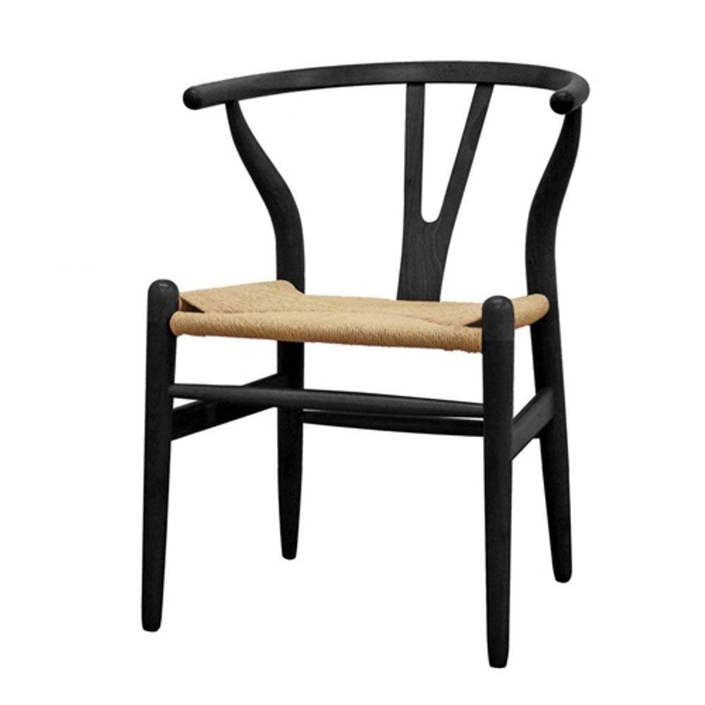Authentic Replica Hans Wegner Wishbone Chair in Black - Mid-Century Modern Dining Chair for Home, Office & Restaurant Decor