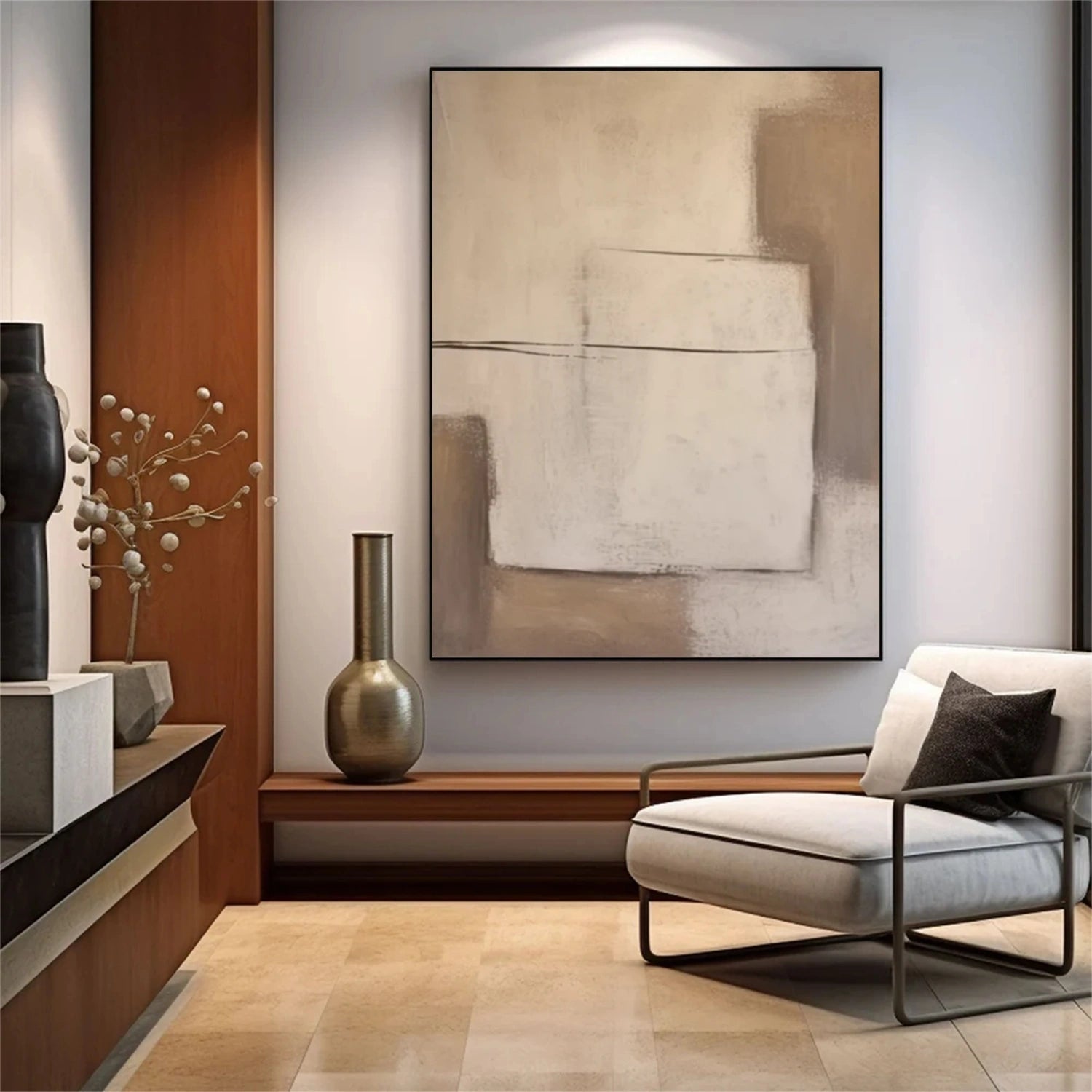Beige & Brown Abstract Wall Art Print #BB148 - Modern Home Decor for Living Room, Bedroom & Office