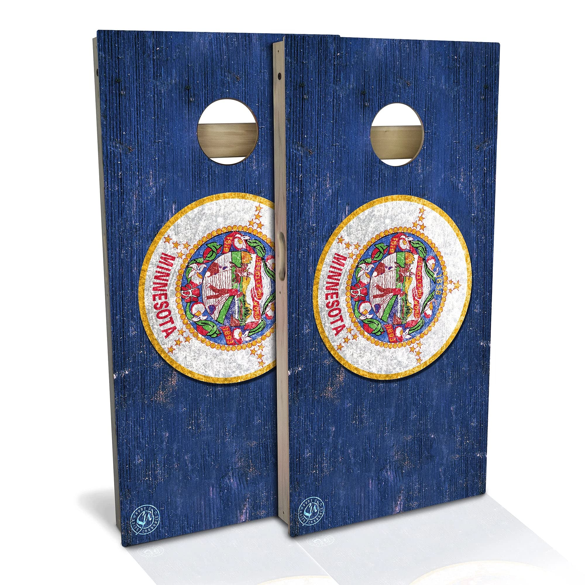 Minnesota Flag Cornhole Set - Premium Solid Wood Custom Cornhole Boards | Made in USA | Choose Size & Accessories | Perfect for Tailgating, Backyard BBQs & Game Nights
