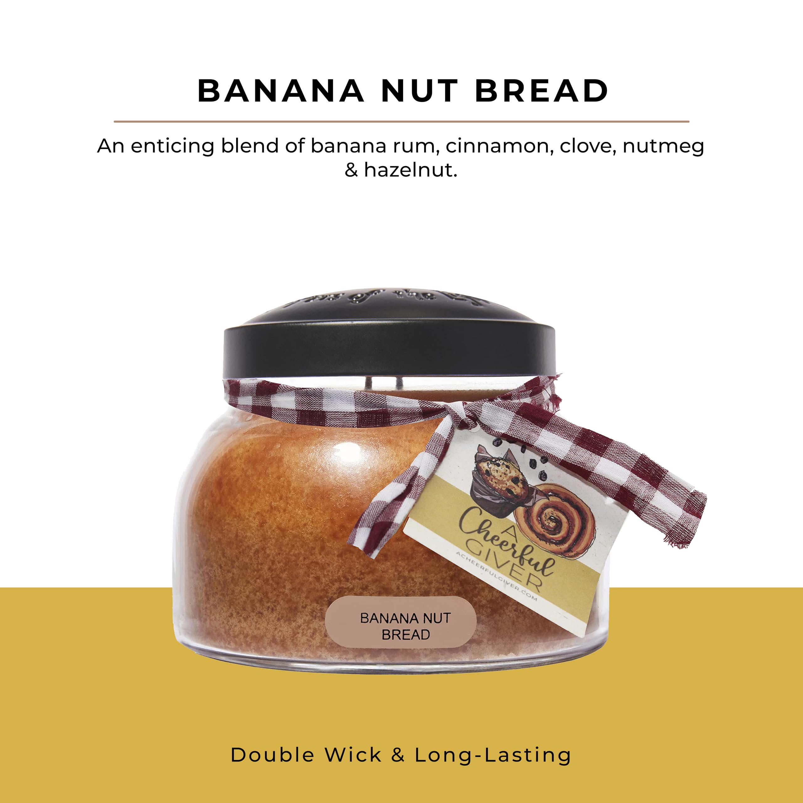 Banana Nut Bread Scented Candle 22oz - Handmade in USA with Glass Jar & Lid - Authentic Bakery Aroma for Home, Kitchen & Gift Giving - Perfect for Cozy Evenings & Holiday Decor