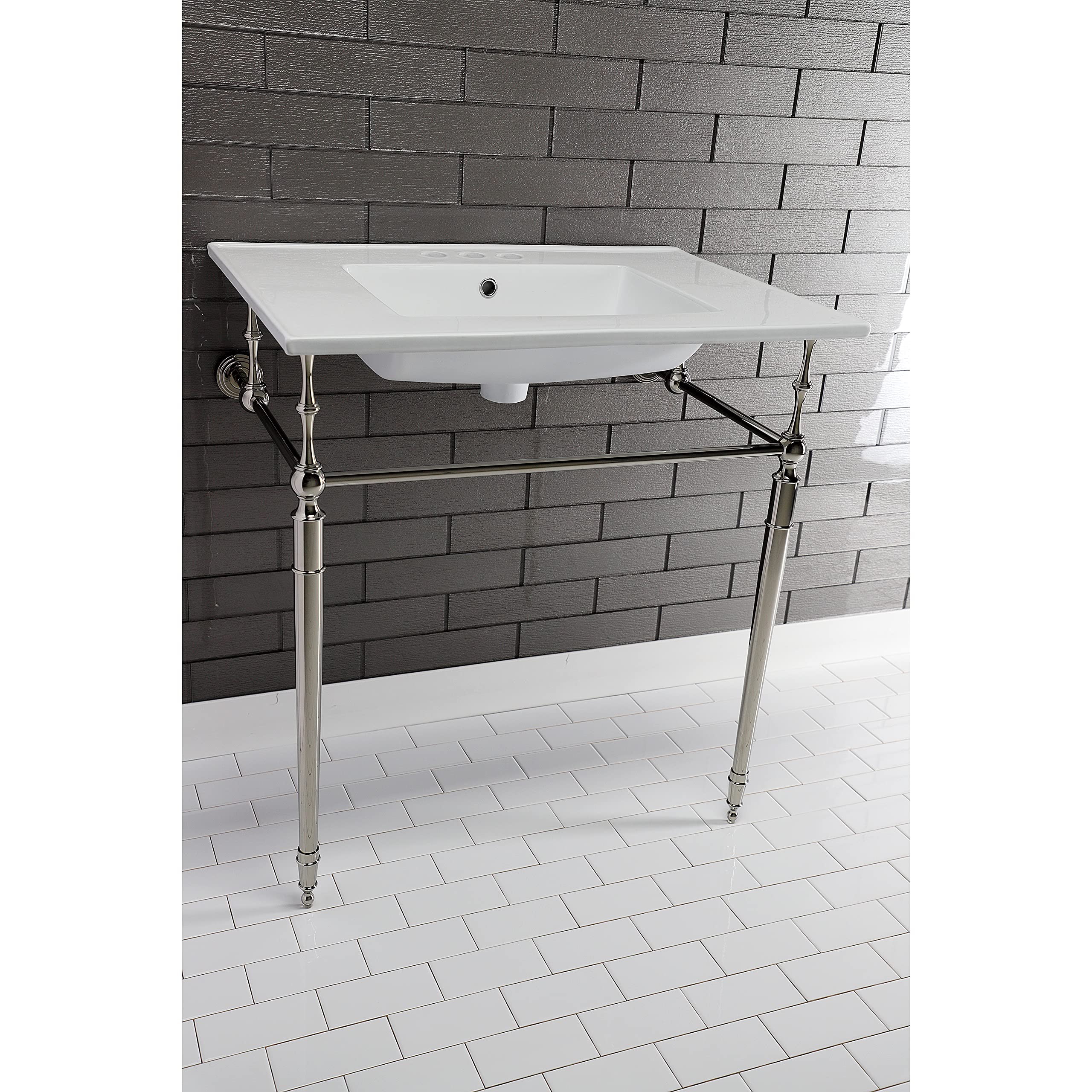 Kingston Brass LBT31227W34 White Continental Vanity Sink Top - Modern Bathroom Sink for Bathroom Vanity, Powder Room & Guest Bath Decor