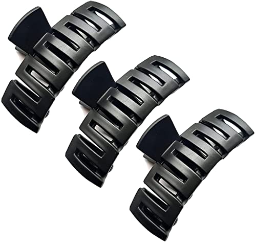 FEXME Large Hair Claw Clips for Women - 3 Pack Black Hair Clutchers, Stylish Hair Accessories for Girls & Women | Perfect for Updos, Ponytails & Everyday Hairstyles