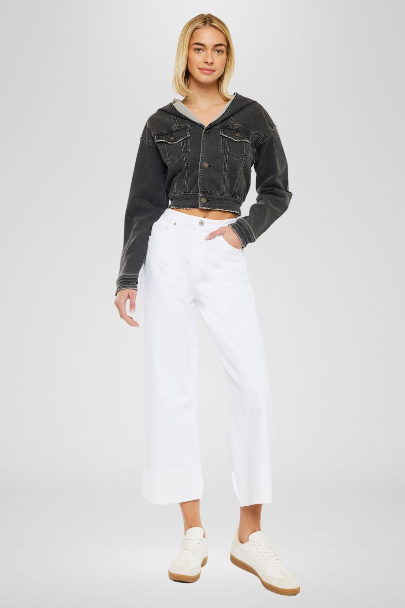 Alfie 90's Vintage High Waisted Cropped Wide Leg Jeans for Women - Retro Denim Pants for Casual Outfits & Streetwear Fashion