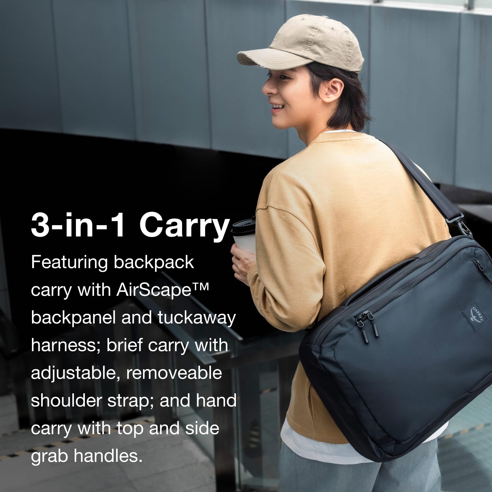 Osprey Aoede 25L Commuter Briefcase Backpack - Water-Resistant Laptop Backpack for Men & Women - Perfect for Work, Travel & Daily Commute (Black)