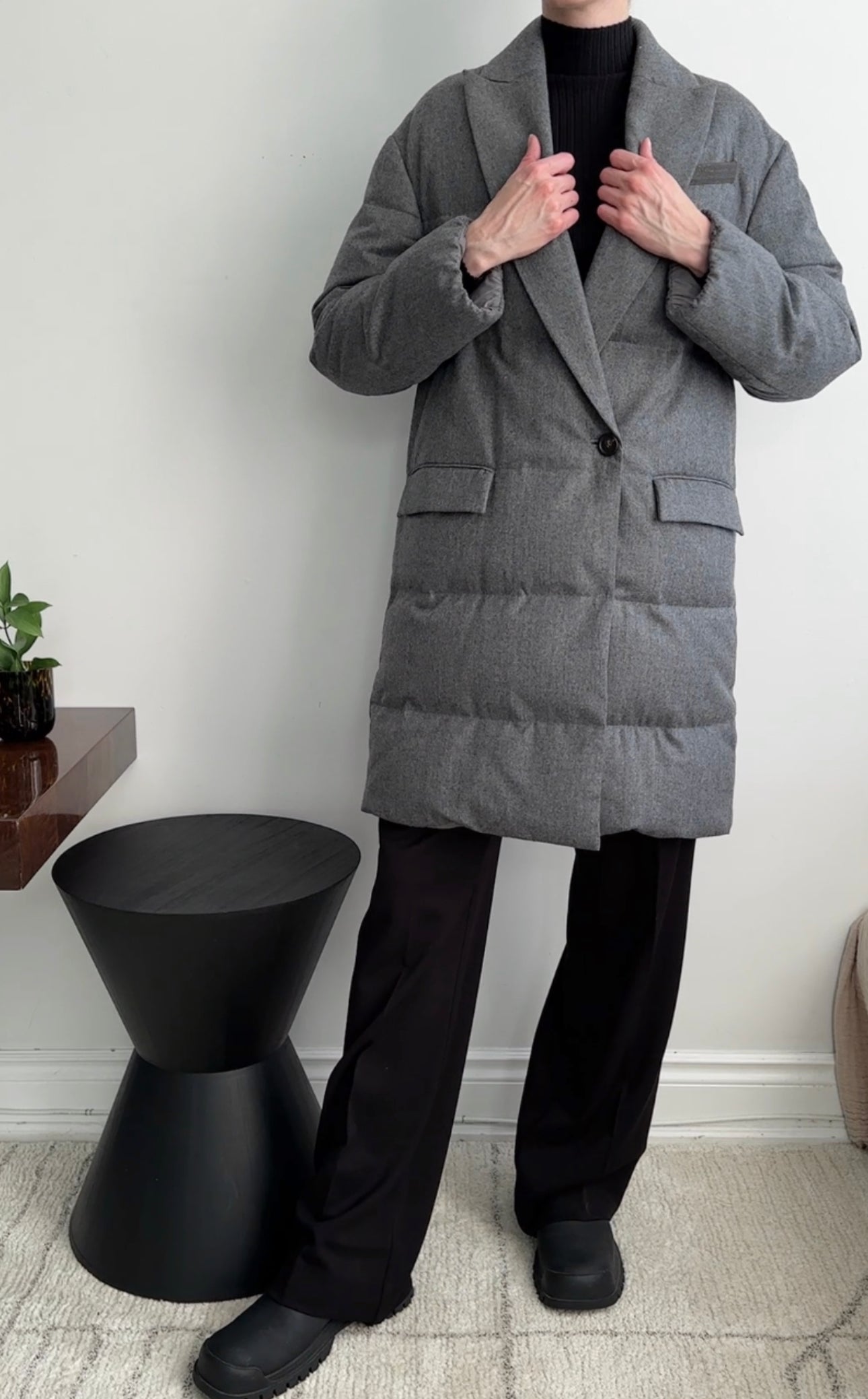 Brunello Cucinelli Grey Quilted Puffer Down Monili Long Coat - Women's Winter Jacket, Size IT40 / S (US 6) - Perfect for Cold Weather & Luxury Outerwear Fashion