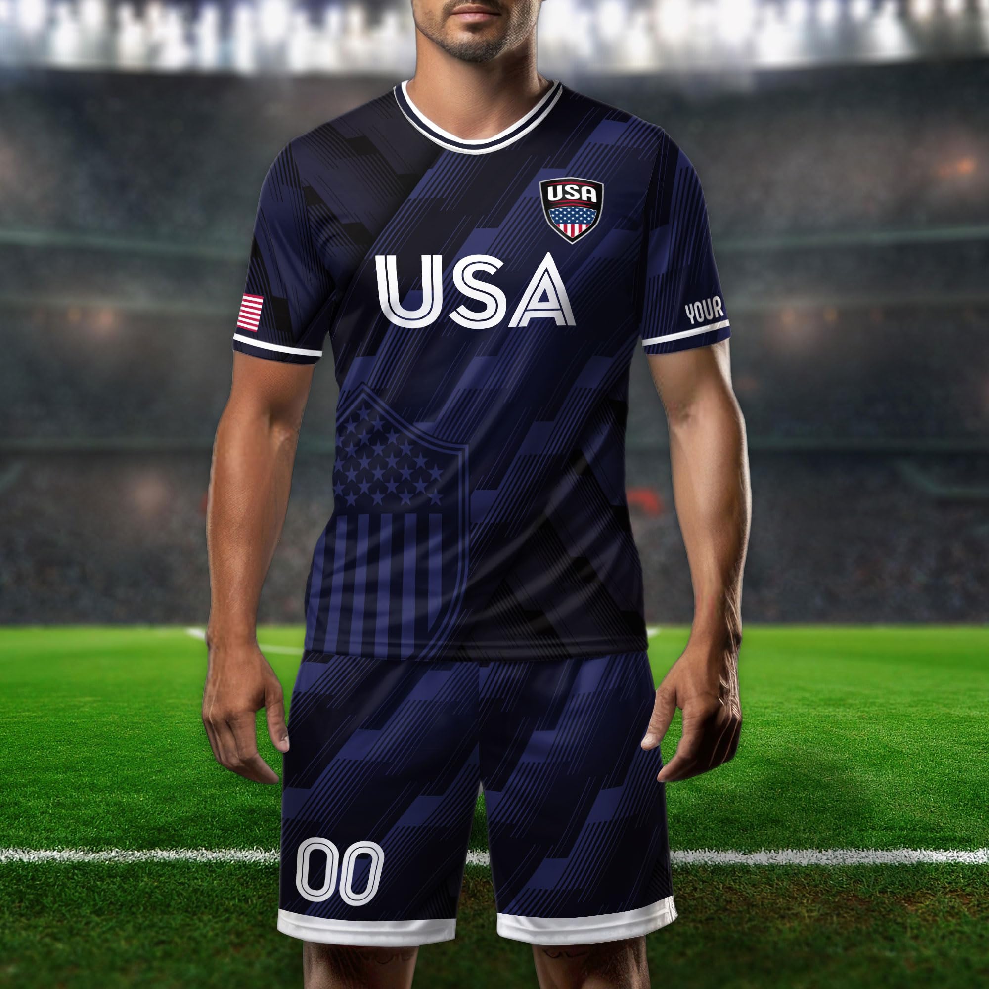 Custom USA Soccer Jersey for Men - Personalized American Football Shirt with Name & Number Printing - Perfect for Games, Training, and Fan Support