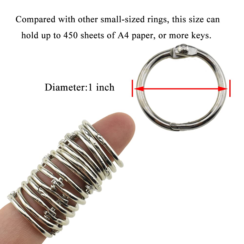 HAHIYO 1 Inch Metal Binder Rings - 70Pcs Silver Key Rings for Index Cards & Paper Organization