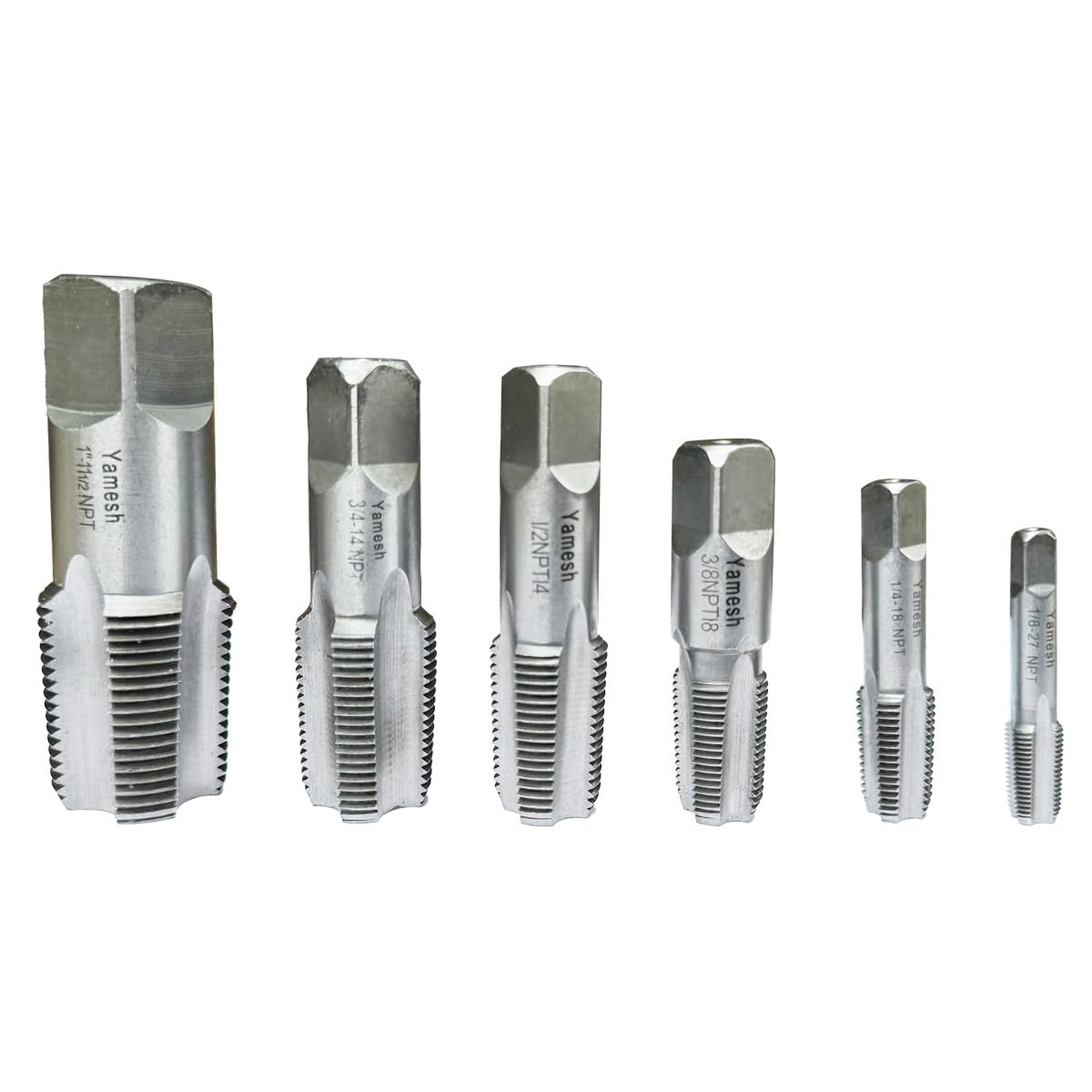 6-Piece NPT Pipe Tap Set - Carbon Steel Pipe Thread Repair Kit (1/8