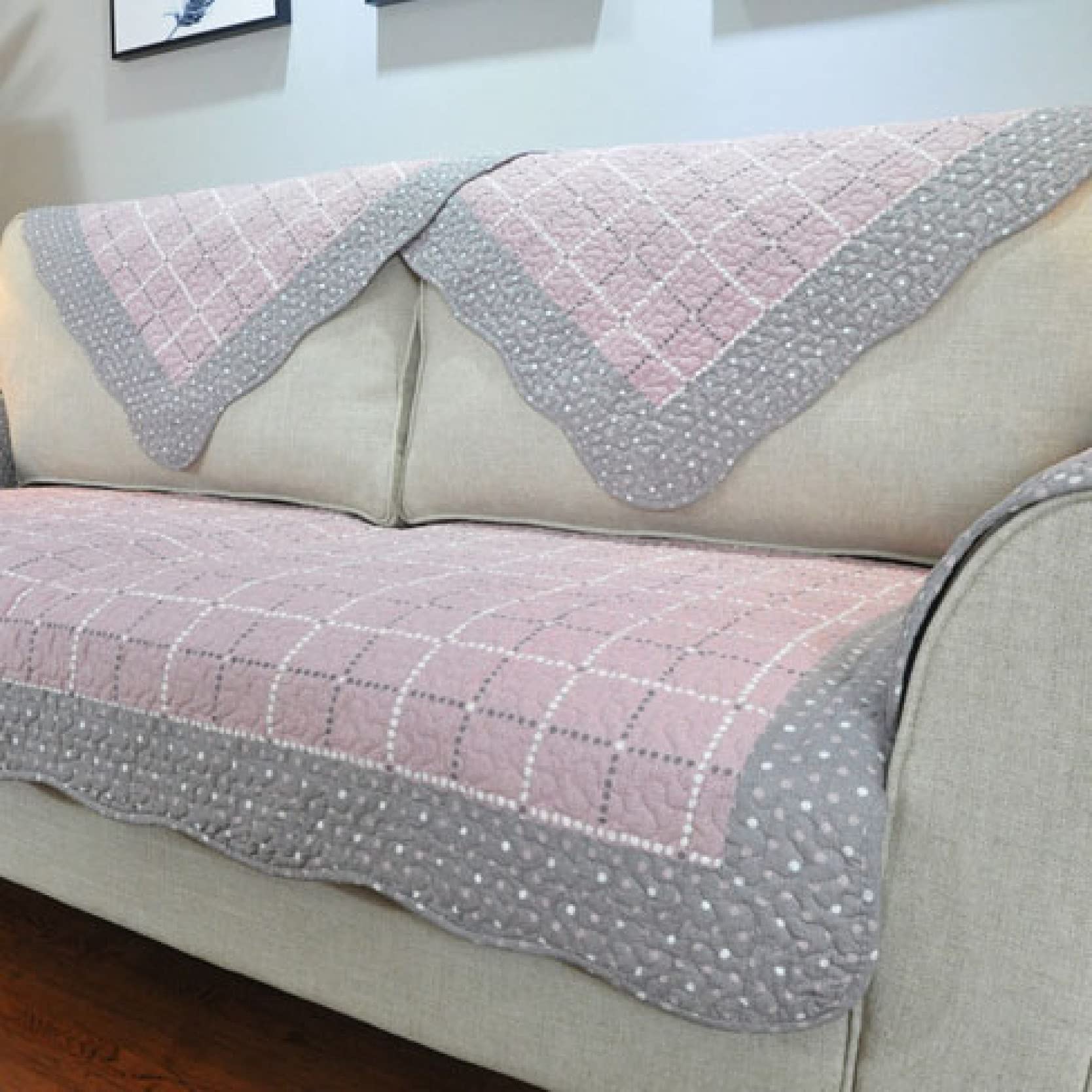 Non-Slip Cotton Sofa Slipcover - U-Shaped Furniture Protector for Couches & Chairs | Skin-Friendly Pet-Friendly Couch Cover for Dogs & Cats | Perfect for Living Room, Family Gatherings & Pet Protection
