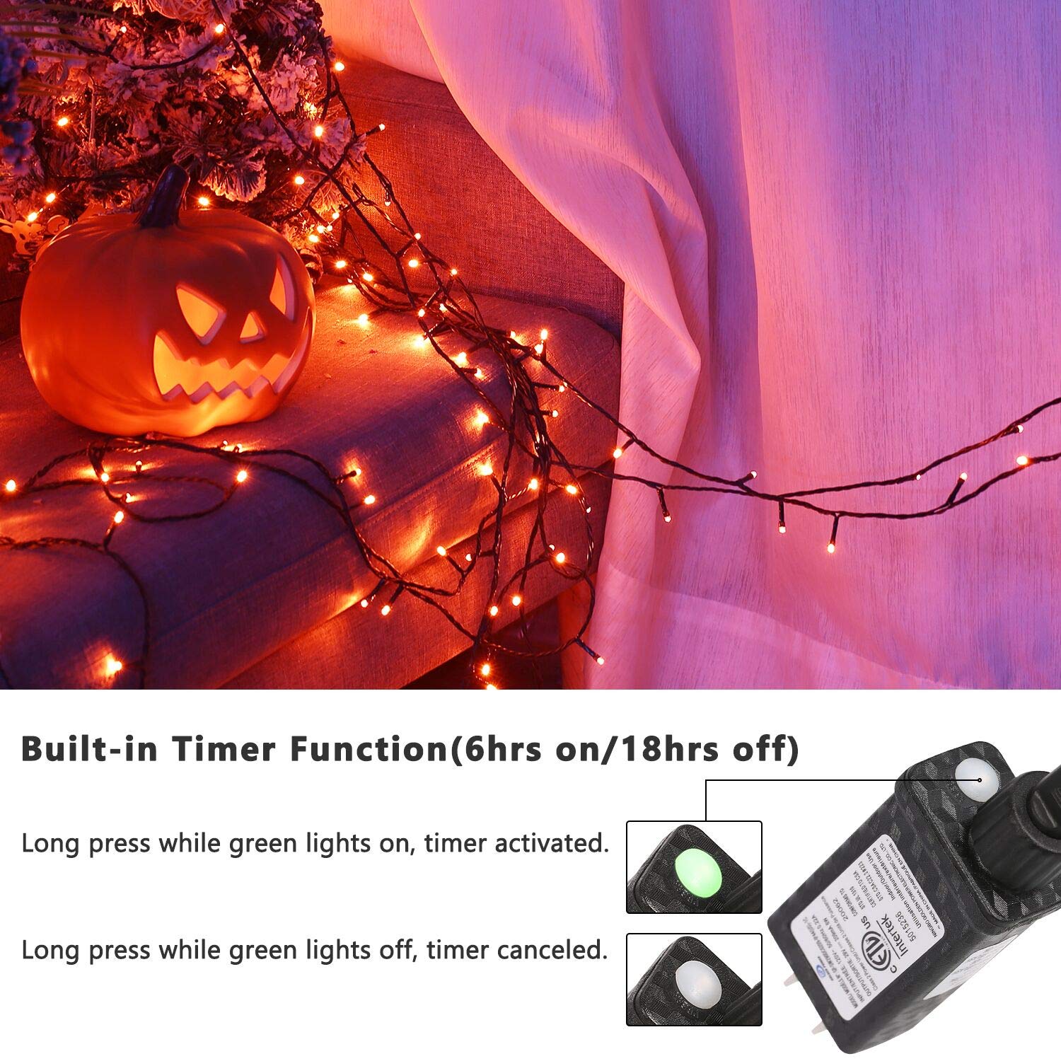 BrizLabs 240 LED Halloween Lights - 78.74ft Orange & Purple String Lights for Party Decor