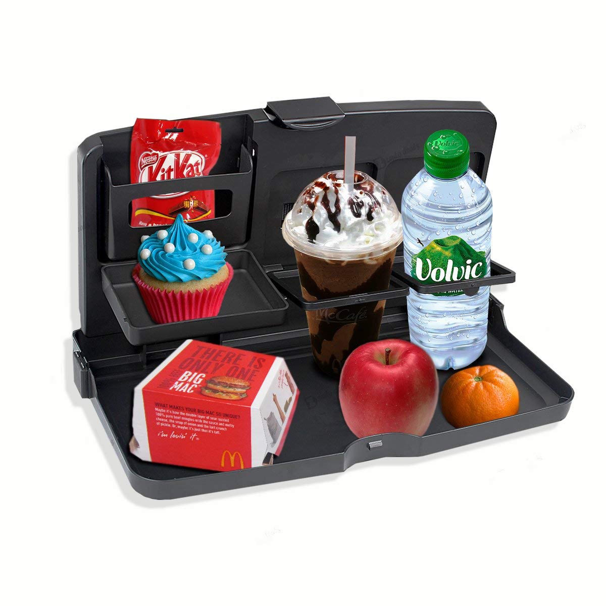 Zento Deals Multipurpose Car Organizer Tray - Portable Auto Storage for Snacks, Phones & Essentials (Black) | Perfect for Road Trips, Commuting & Family Travel