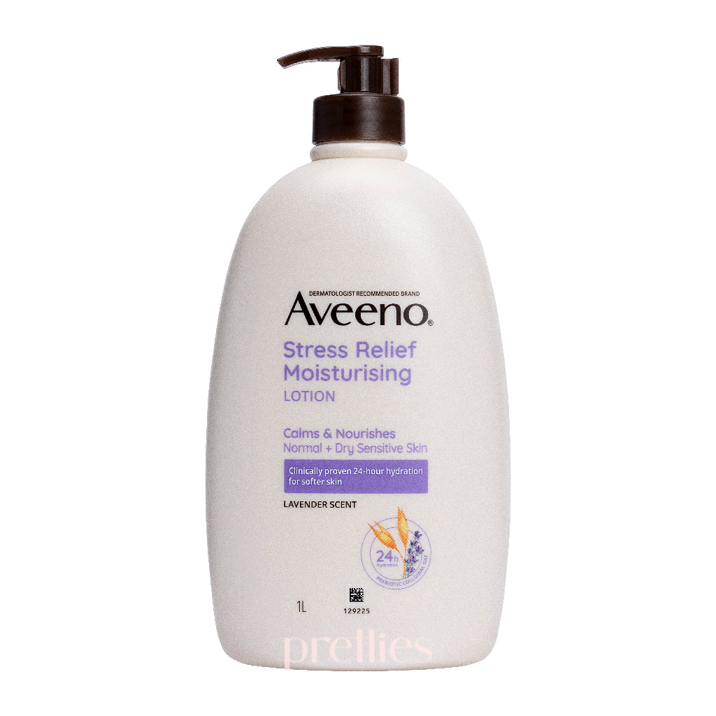 Aveeno Stress Relief Moisturizing Lotion with Lavender - 33.8 fl oz (1L) for Dry Skin | Soothing Body Moisturizer for Relaxation & Sleep | Nighttime & Aromatherapy Use