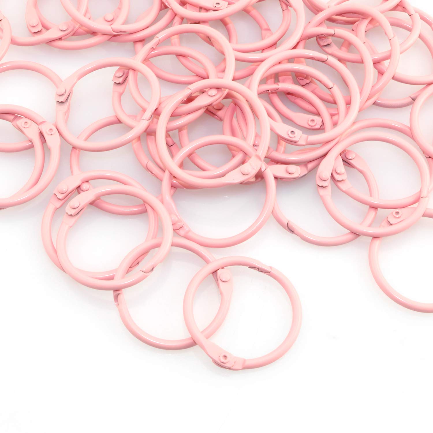 50pcs 1 Inch Metal Book Rings - 25mm Loose Leaf Binder Rings for Scrapbooking, Sketchbooks, Photo Albums & DIY Projects - Durable Hinged Buckle Rings (Pink) - Perfect for School, Office & Craft Organization